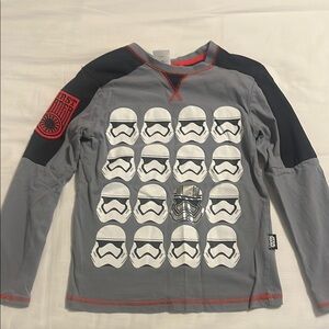 Star Wars Black and Gray Long Sleeve Tee with Stormtrooper Helmets - Disney